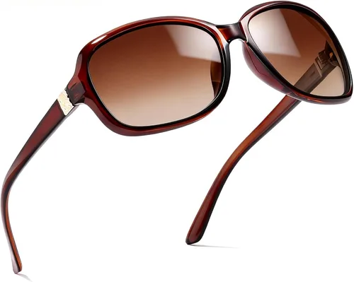 Vista 9 de SIPHEW - Gafas de sol polarizadas para mujer, gafas de sol cuadradas clásicas para mujer con protección UV Gafas de sol polarizadas negras A01