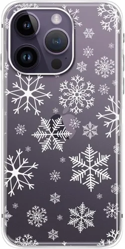 Vista 4 de Blingy's Funda compatible con iPhone 14 Pro, bonito patrón de Navidad con diseño de copos de nieve de invierno, funda protectora transparente de TPU