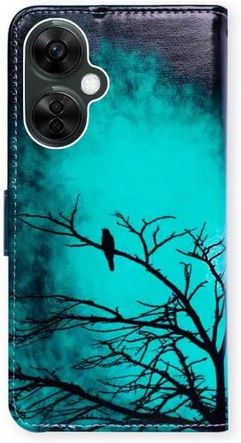Vista 7 de Bcov Funda para Oneplus Nord N30 5G, diseño de pájaro negro y verde con tapa para teléfono con ranura para tarjeta y soporte para OnePlus Nord N30 5G