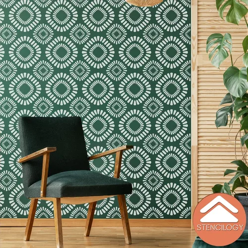 Vista 5 de STENCILOGY® / Asi - Plantilla de pared XL de 24 x 38 pulgadas, patrón de plantilla de pared floral grande, plantillas de pared grandes para pintar