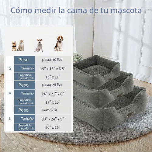Vista 5 de Cama extra pequeña para perros y gatos, felpa de lujo, cómoda y duradera, lavable, rectangular, parte inferior antideslizante, tamaño 19 x 16 Gris