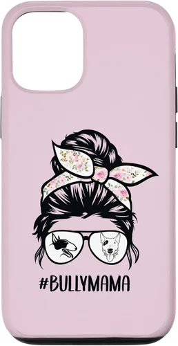Vista 11 de iPhone 12 mini English Bull Terrier mamá desordenado moño pelo gafas Bully mama caso