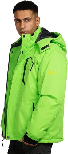 Vista 5 de CorBuyit Chaqueta de esquí con capucha para hombre, abrigo impermeable de nieve