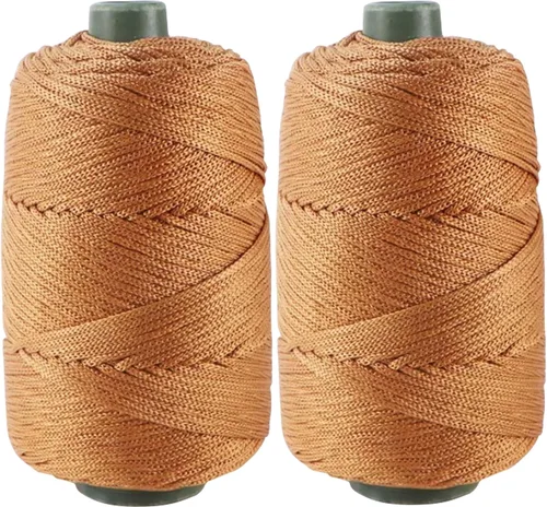 Vista 20 de Cordón de hilo artístico de 14.11 oz, hilo de poliéster color burdeos, para tejer macramé, bolsas de ganchillo, canasta de ganchillo, sombrero
