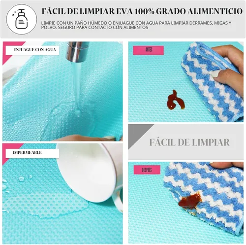 Vista 4 de 10 piezas de revestimientos para refrigerador, alfombrillas lavables para estantes de nevera, almohadillas para refrigerador para armario, gabinete