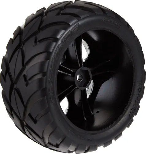 Vista 3 de Neumáticos Anaconda 3776 A de 2.8 pulgadas montados en ruedas All-Star black-chrome, Traxxas