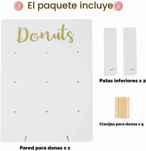 Vista 6 de Soporte de donas para fiesta, tablero de exhibición de madera con capacidad
