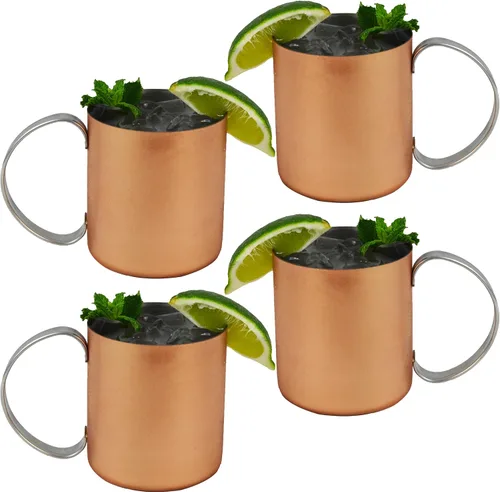Vista 9 de Southern Homewares Taza Moscow Mule de cobre con forro de acero inoxidable – Juego de tazas de cobre martillado de 16 oz para cócteles – Tazas