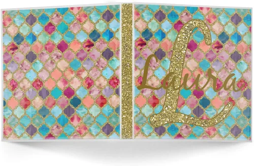 Vista 2 de Carpeta personalizada con 3 anillas de acuarela marroquí con purpurina - 1 pulgada