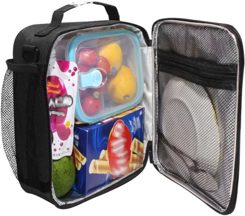 Vista 4 de Lonchera con aislamiento térmico de bulldog francés, bolsas de almuerzo para mujer afroamericana, contenedores organizadores para picnic, escuela