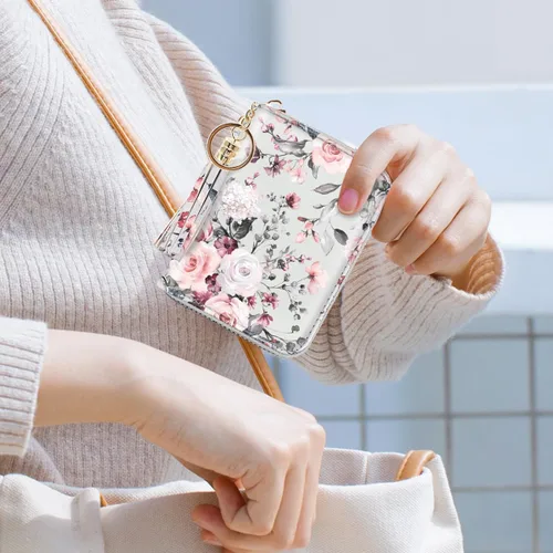 Vista 7 de Billetera pequeña para tarjetas de crédito RFID con purpurina linda para mujer