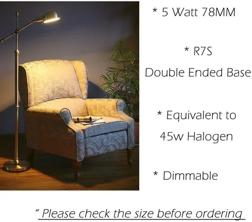 Vista 2 de Bonlux Bombilla LED R7S regulable de 3.071 in - Reflector LED J78 T3 R7S de doble extremo - 5 W (equivalente a bombilla halógena de 45 W) blanco
