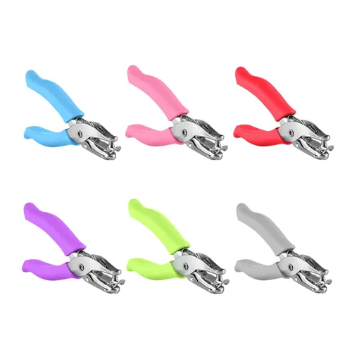 Vista 11 de Enday - Perforadora perforadora de agujeros de 1/4 pulgadas con asas de agarre suave para papel y manualidades, forma de círculo redondo, para niños