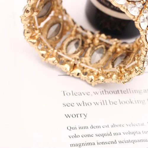 Vista 6 de Elegante brazalete elástico de doble fila con forma de marquesa de cristal para novia, joyería para mujer