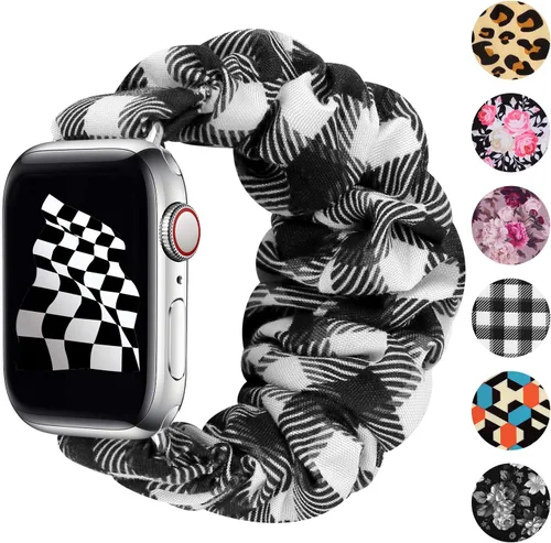 Vista 29 de Greatfine - Correa elástica para reloj Apple Watch Scrunchie de 38mm 40mm 42mm 44mm, correa elástica suave, con iWatch Series 6 SE 5 4 3 2 1, S L