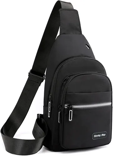 Vista 9 de Seoky Rop - Mochila tipo bandolera para hombre y mujer, pequeña, para el pecho y el hombro, para viajes, senderismo, mochila de día, Negro, Mochilas