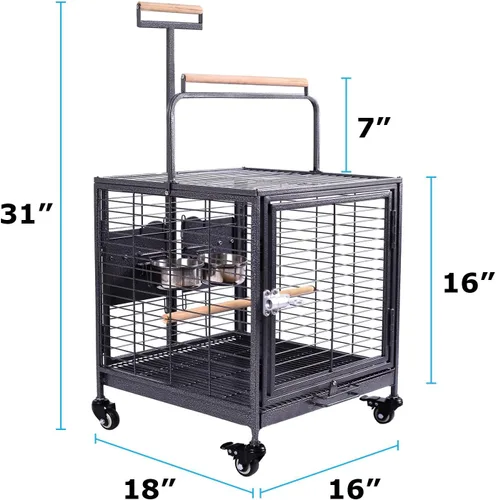 Vista 2 de Jaula de viaje para pájaros, fácil de transportar o transportar. Ruedas giratorias incluidas
