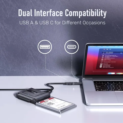 Vista 4 de Unitek Adaptador USB C a SATA IDE – Kit de convertidor de adaptador de disco duro externo para disco duro universal de 2.5/3.5 pulgadas HDD/SSD