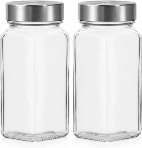 Vista 10 de Tianifa 2 tarros de especias negras, botellas de condimento de vidrio de 4 onzas, contenedor de especias, frascos de especias vacíos, botellas Negro