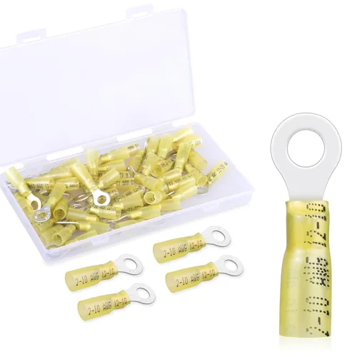 Vista 17 de Paquete de 200 terminales de anillo termorretráctiles de 1/4 de pulgada – Conectores de alambre termorretráctiles de grado marino de 16-14 AWG