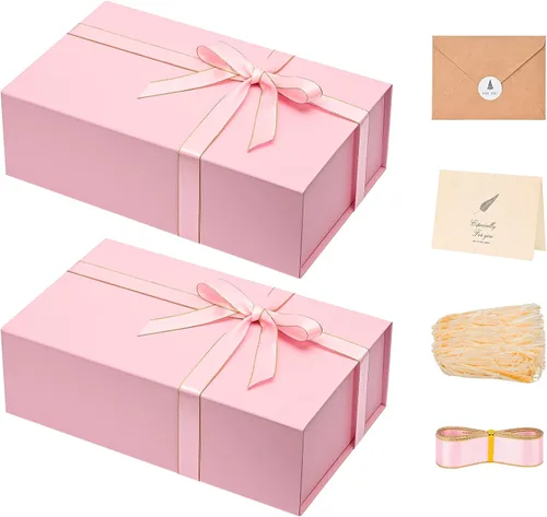 Vista 25 de LIFELUM Square Gift Box with Magnetic Lid, Card, Sticker, Ribbon, Shredded Paper Filler for Business, Wedding, Birthdays