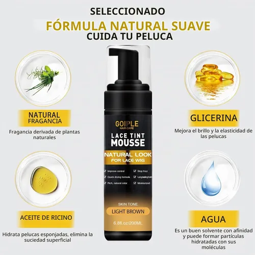 Vista 2 de Mousse de Tinte para Encaje de Pelo Fundido, 6.8 fl oz Mousse de Tinte para Encaje para Mujeres, Pelucas de Encaje, Toupees y Piezas de Cabello