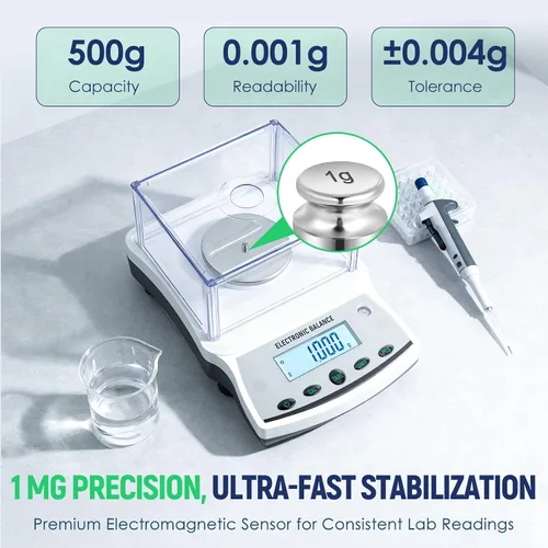 Vista 2 de Antstone Báscula de laboratorio de 17.64 oz x 0.00 oz de precisión científica digital de 1 mg, balanza analítica de precisión de laboratorio