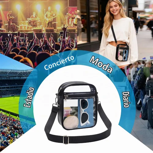 Vista 7 de Paxiland Clear Bag for Stadium Events, 8.7"x7"x3"PU Leather Clear Purse