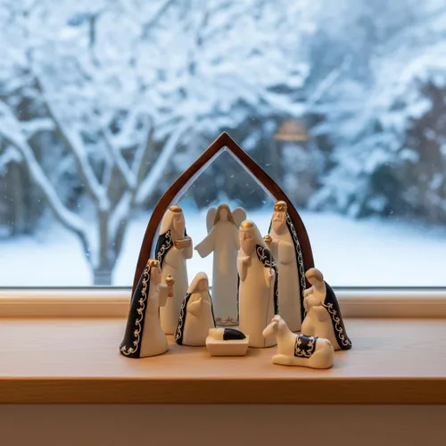 Vista 5 de Comfy Hour Rhode Island - Novedad Faith and Hope Baby Jesus Nativity, 9 piezas de Santa Familia con figuras de ángel, escena de Navidad