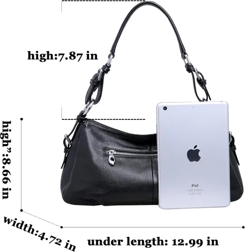 Vista 4 de HESHE Bolsos de hombro de cuero genuino para mujer, bolso de mano con asa superior, bolso de diseñador para mujer, bolso cruzado