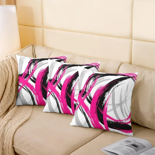 Vista 186 de Juego de 2 fundas de almohada abstractas de 16 x 16 pulgadas para niños, niñas, adolescentes, decoración de dormitorio, moderna a rayas, decoración