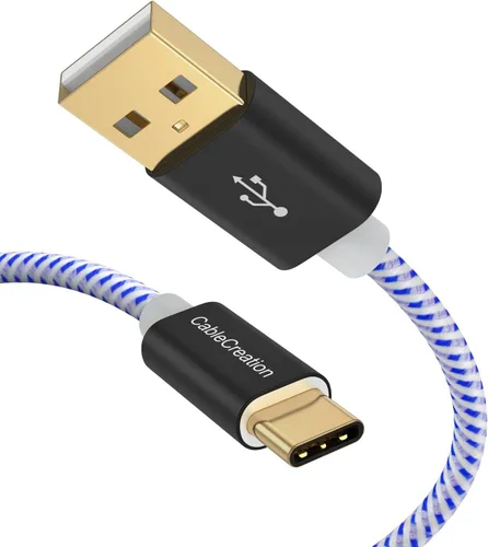 Vista 17 de CableCreation Cable corto USB a USB C de 6 pulgadas, carga rápida USB A a USB C, cable trenzado USB C macho a USB macho para banco de energía