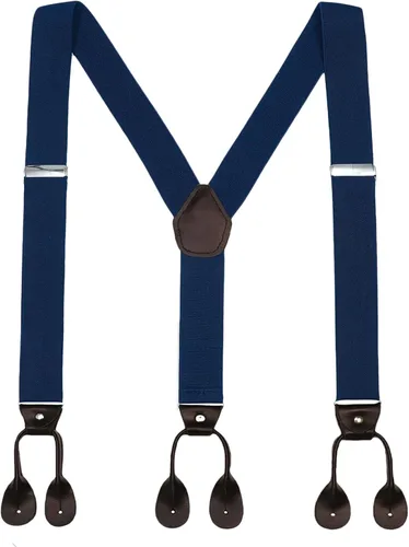 Vista 21 de AWAYTR Tirantes de botón marrón para hombre, tirantes elásticos ajustables en forma de Y