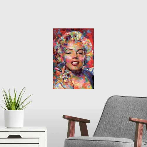 Vista 3 de CANVAS ON DEMAND Vinilo decorativo de Marilyn Monroe, obra de arte musical