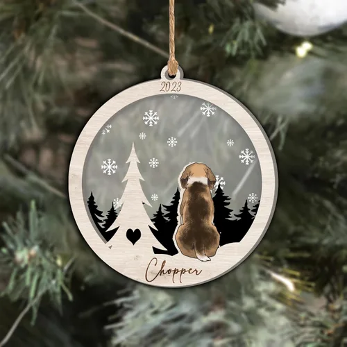 Vista 284 de Nazenti Adorno de Navidad conmemorativo personalizado, regalo personalizado de recuerdo de perro, condolencias por pérdida de mascotas, sabueso