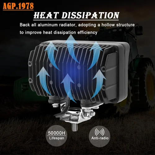 Vista 5 de Luz de trabajo LED de 45 W, 6 pulgadas, lámpara antiniebla LED de inundación, ultra brillo, rectangular, 12 V, compatible con John Deere Tractor