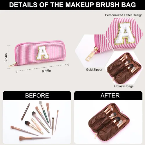 Vista 4 de YOOLIFE Bolsa de maquillaje personalizada para mujer, bolsa de maquillaje de viaje inicial para mamá, regalos de cumpleaños, regalo de cumpleaños