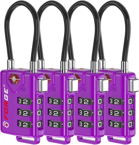 Vista 17 de Cerraduras para equipaje con cable aprobadas por la TSA, combinación reajustable con cuerpo de aleación, Moderno