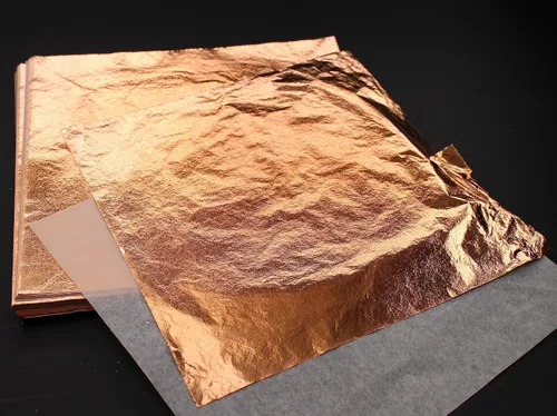 Vista 3 de JINRUISI Hojas de hoja de metal de imitación de oro, plata, hoja de cobre para artes, manualidades doradas, pintura, decoración de muebles, hoja