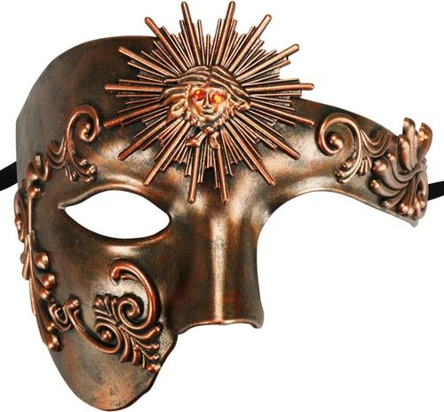 Vista 17 de Thmyo Half Face - Máscara de mascarada de carnaval veneciano para hombre, diseño vintage de Phantom of the Opera