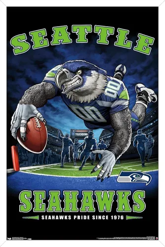 Vista 10 de Trends International NFL Seattle Seahawks - Póster de pared de End Zone 17, 14.725 x 22.375 pulgadas, versión enmarcada de madera de granero