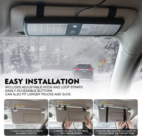 Vista 5 de Xprite - Luces estroboscópicas multicolor de 48 LED para visera, paquete de 2, luz solar interior para parabrisas para vehículos de construcción