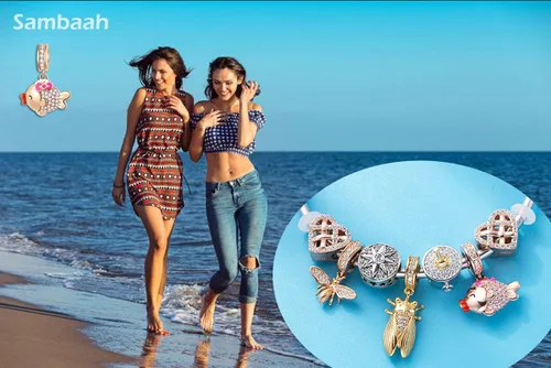 Vista 5 de Abalorios de oro rosa de plata esterlina para pulseras estilo Pandora - Cumpleañoscorazónala de ángelplumaestrella