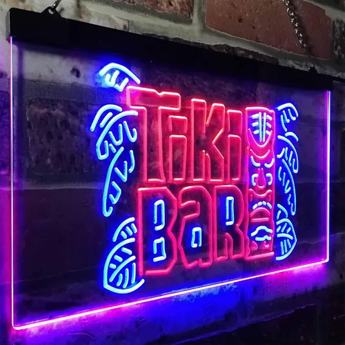 Vista 3 de ADVPRO Tiki Bar Mask Beer Pub Club Wine Dual Color LED Neon Sign Blue & Red 12" x 8.5" st6s32-i3139-br