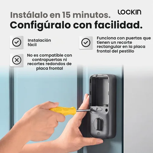 Vista 8 de Lockin Veno Plus, cerradura inteligente todo en uno para puerta delantera, baterías duales