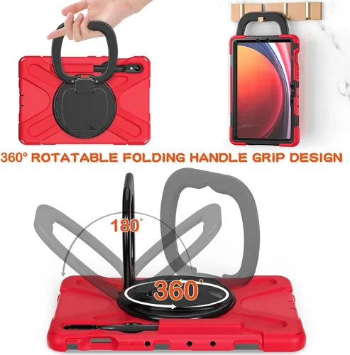 Vista 3 de Funda para Galaxy Tab S9 Plus de 12.4 pulgadas 2023 con soporte para bolígrafo S, funda protectora resistente a prueba de golpes con soporte