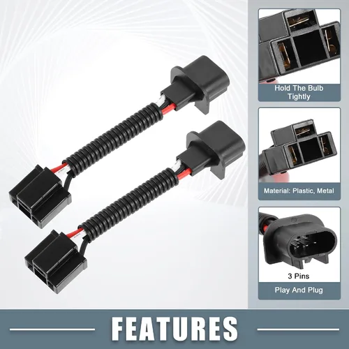 Vista 3 de H13 9008 a H4 9003 - Adaptadores de arnés de cableado de cable de coleta para faros delanteros (juego de 2)