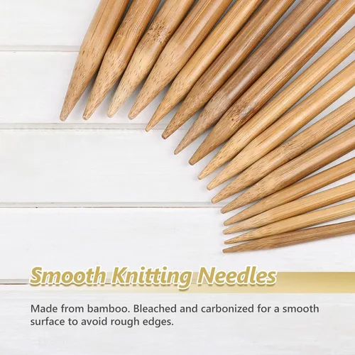 Vista 3 de LIHAO Juego de 30 piezas de agujas de tejer de bambú, agujas de tejer de madera, accesorios de kit de tejer para principiantes hechos a mano, de una