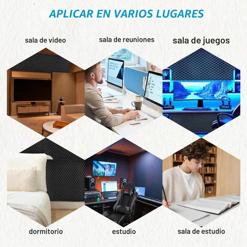 Vista 4 de Paquete de 24, paneles acústicos, paneles de pared, paneles de sonido, utilizados para insonorización, paneles de espuma insonorizada para paredes