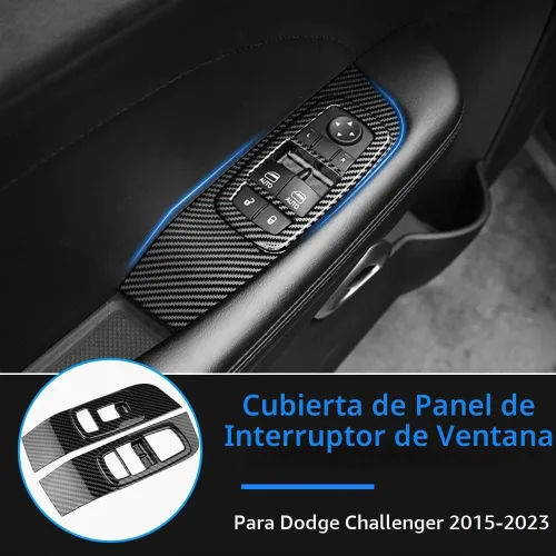 Vista 2 de Karltys Cubierta de panel de interruptor de ventana para Dodge Challenger 2015-2023, accesorios de fibra de carbono, interruptor de control